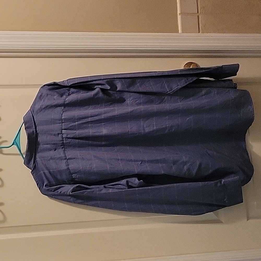 Van Heusen Traveler slate blue check button down collar shirt long slv 3XL EUC … - Picture 4 of 6